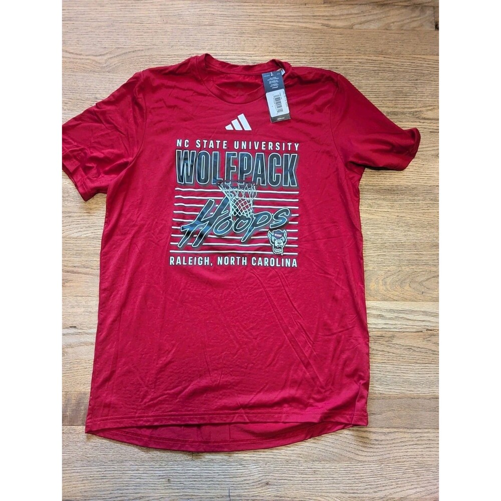 NWT Sz M NC State Wolfpack adidas Aeroready Short Sleeve Shirt Men's Red New